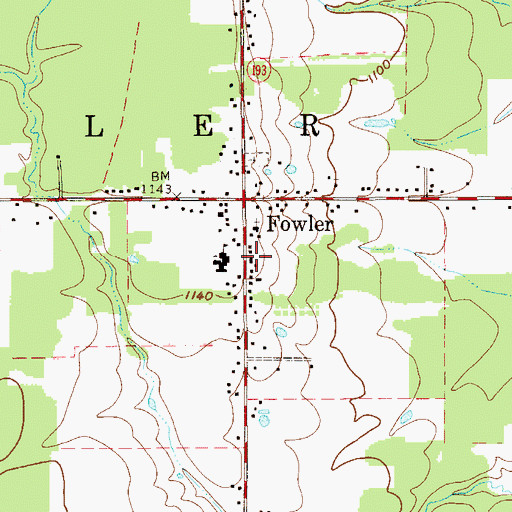 Topographic Map of Fowler Fire Department, OH