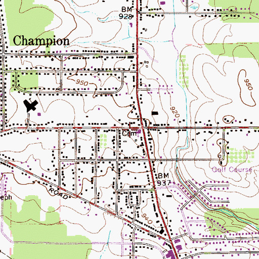 Topographic Map of Champion Township Fire Department Station 21, OH