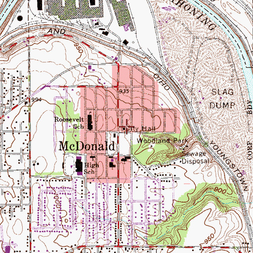 Topographic Map of McDonald Fire Department, OH