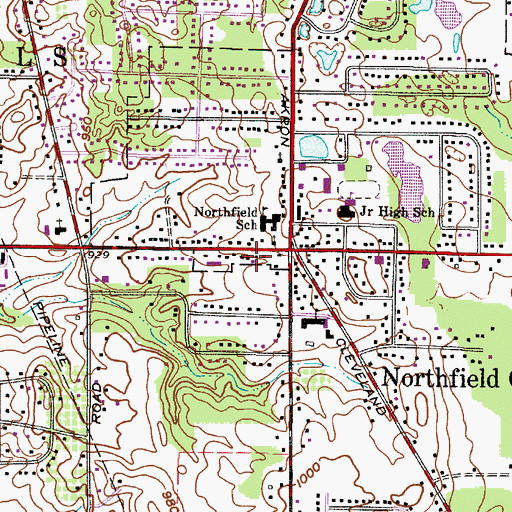 Topographic Map of Northfield Center Fire Department, OH