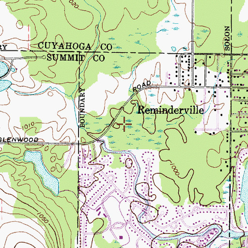 Topographic Map of Reminderville Fire Department, OH