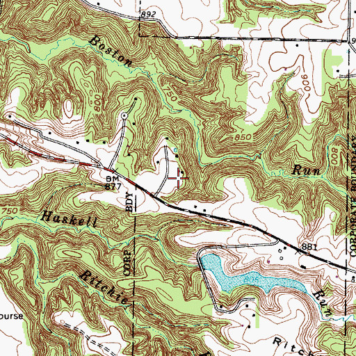 Topographic Map of Valley Fire District Station 1, OH