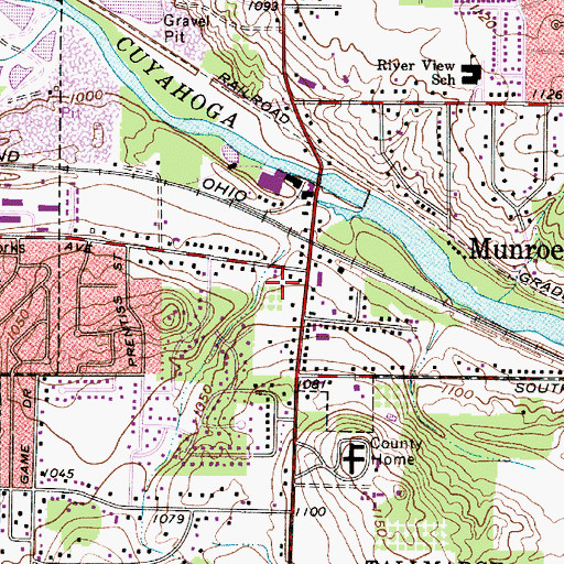 Topographic Map of Munroe Falls Fire Department Station 1, OH