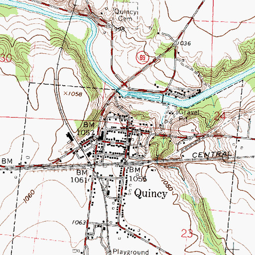 Topographic Map of Quincy - Miami Township Fire Department, OH