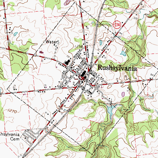 Topographic Map of Rushcreek Township Volunteer Fire Department, OH