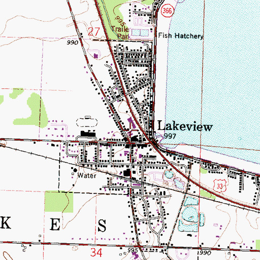 Topographic Map of Lakeview Fire Department, OH