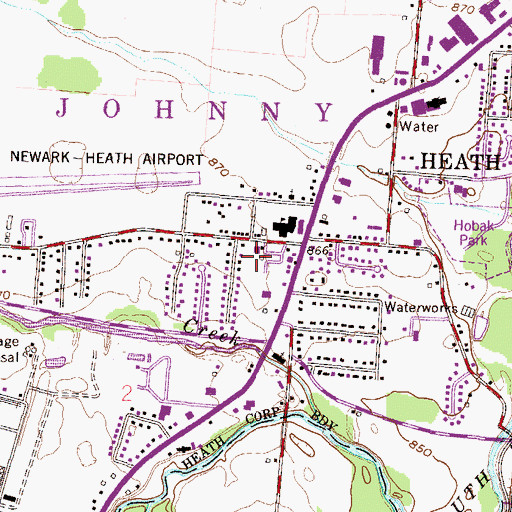 Topographic Map of Heath Fire Department Station 1, OH