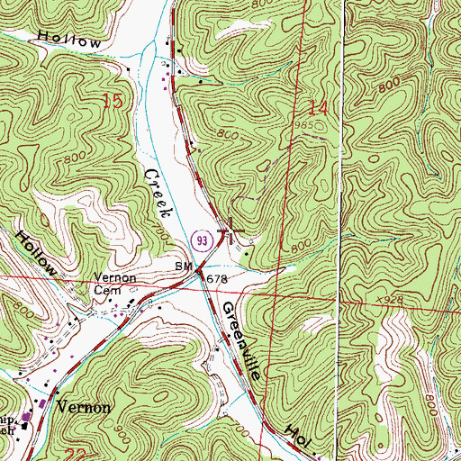 Topographic Map of Decatur Township Volunteer Fire Department, OH