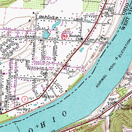 Topographic Map of Rome Volunteer Fire Department Station 1 Headquarters, OH