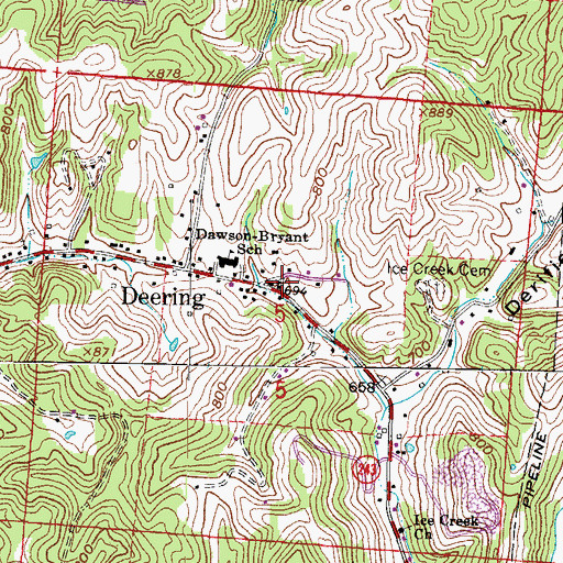Topographic Map of Perry Township Volunteer Fire Department Station 1 Deering Headquarters, OH