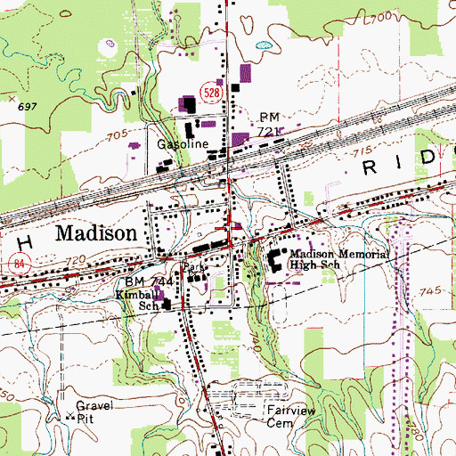 Topographic Map of Madison Fire District Station 1, OH