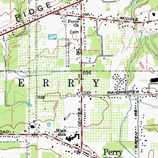Topographic Map of Perry Joint Fire District - Station 1 Headquarters, OH