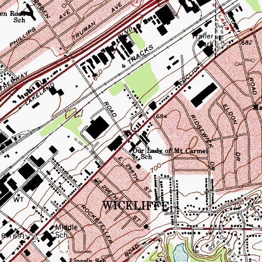 Topographic Map of Wickliffe Fire Department, OH