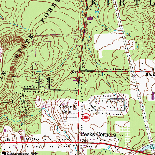 Topographic Map of Kirtland Fire Department Station 2, OH