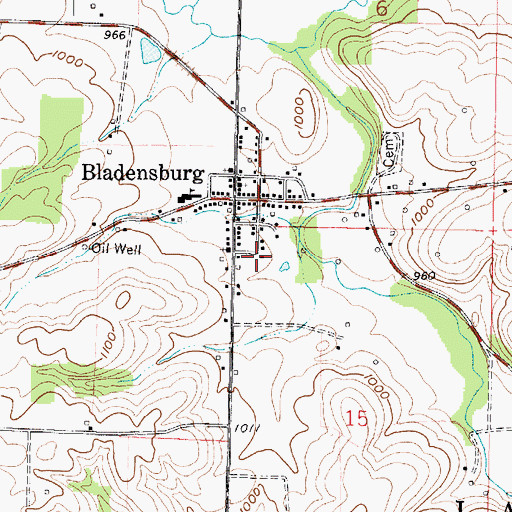 Topographic Map of Bladensburg Volunteer Fire Department Station 1, OH