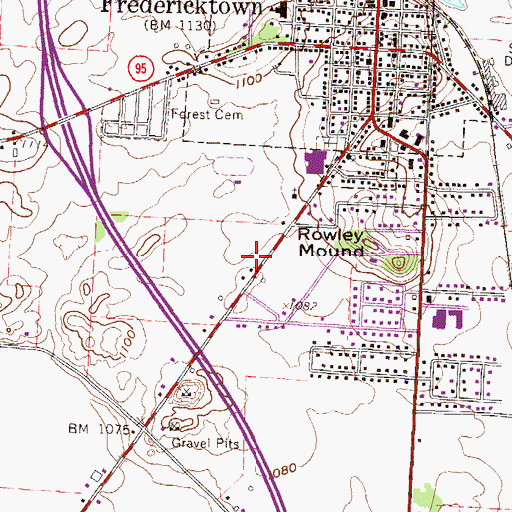 Topographic Map of Fredericktown Community Fire Station, OH