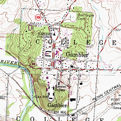 Topographic Map of College Township Volunteer Fire Department Station 1, OH