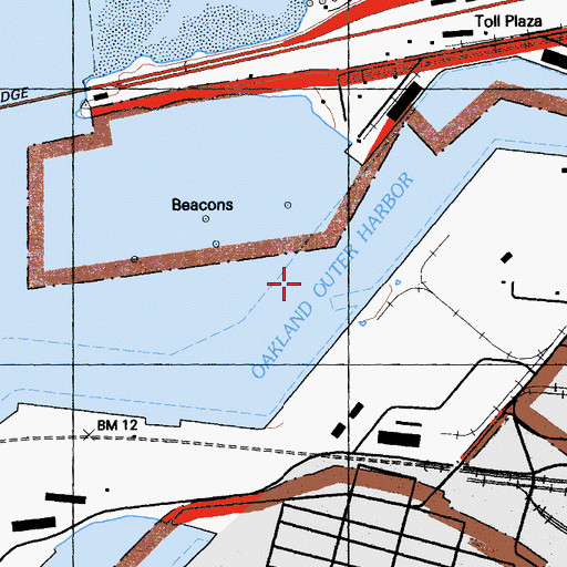 Topographic Map of Oakland Outer Harbor, CA