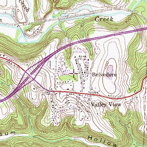 Topographic Map of Belvedere Volunteer Fire Department, OH
