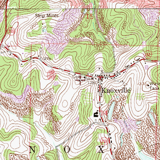 Topographic Map of Knoxville Volunteer Fire Department, OH