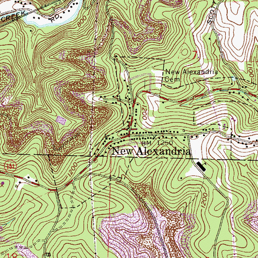 Topographic Map of New Alexandria Volunteer Fire Department, OH