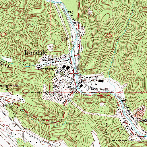 Topographic Map of Irondale Fire Department, OH