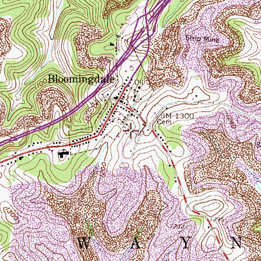Topographic Map of Bloomingdale Fire Department, OH