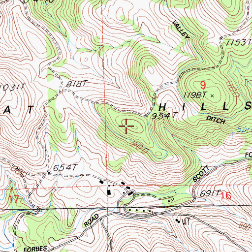 Topographic Map of Oat Hills, CA