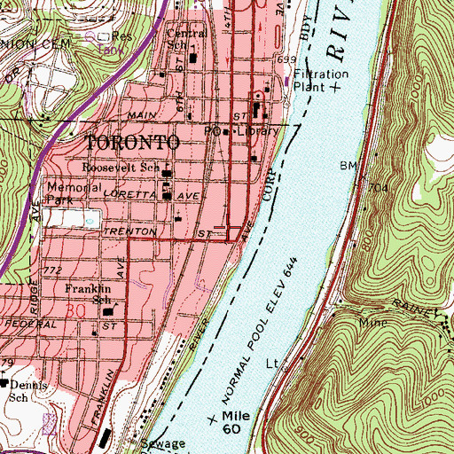 Topographic Map of Toronto Fire Department, OH