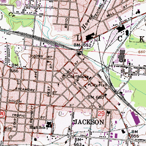 Topographic Map of Jackson Fire Department, OH