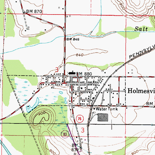 Topographic Map of Prairie Township Volunteer Fire Department, OH