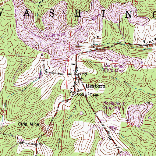 Topographic Map of Washington Township Volunteer Fire Department, OH