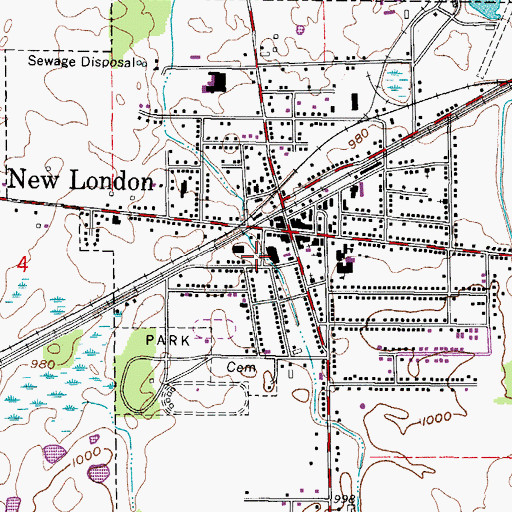 Topographic Map of New London Fire Department, OH