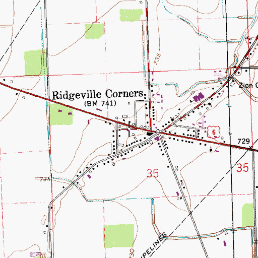 Topographic Map of Ridgeville Township Volunteer Fire Department, OH