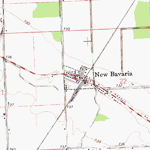 Topographic Map of New Bavaria - Pleasant Township Fire Department, OH