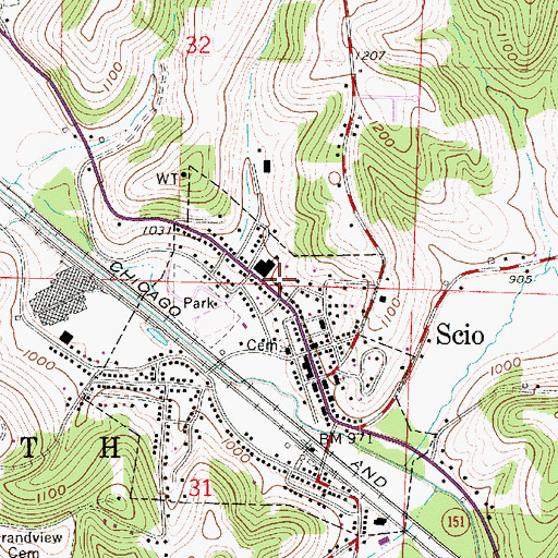 Topographic Map of Scio Volunteer Fire Department, OH