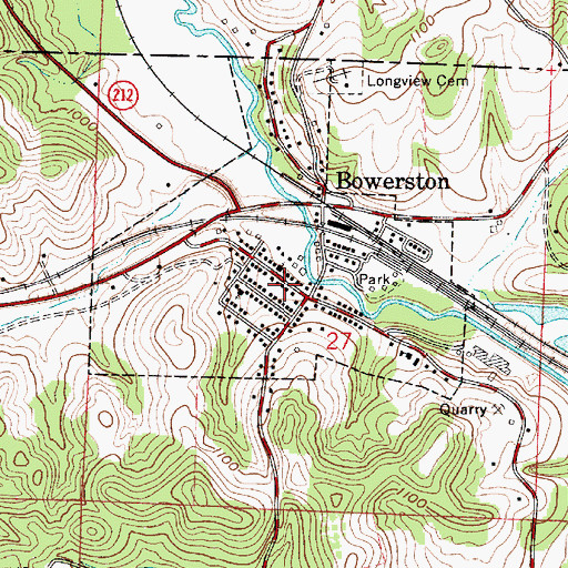Topographic Map of Bowerston Volunteer Fire Department, OH