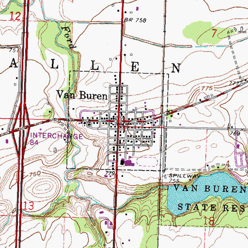 Topographic Map of Allen Township Volunteer Fire Department Station 1 Headquarters, OH