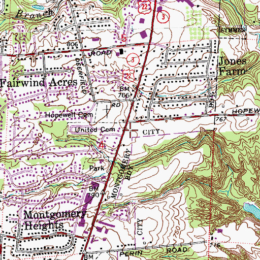Topographic Map of Montgomery Fire Department, OH