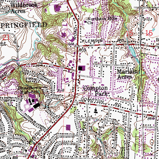 Topographic Map of Springfield Township Fire Department Station 79, OH
