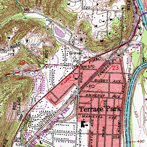 Topographic Map of Terrace Park Fire Department, OH