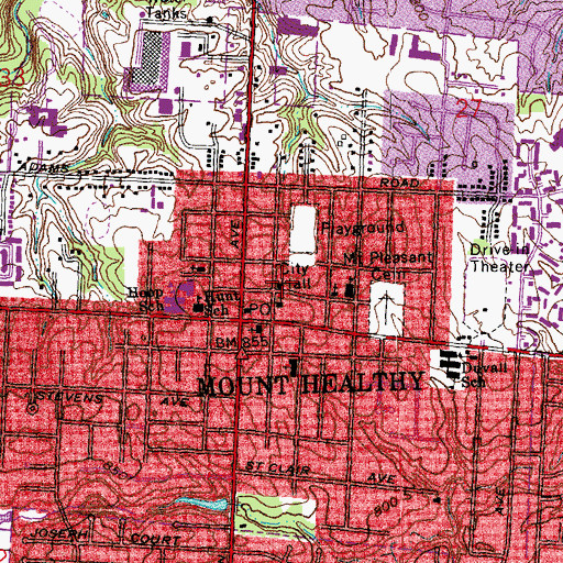 Topographic Map of Mount Healthy Fire Department, OH