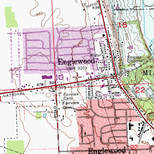 Topographic Map of Englewood Fire Department Station 98, OH