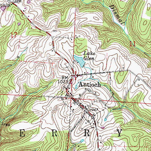 Topographic Map of Antioch Community Volunteer Fire Department, OH