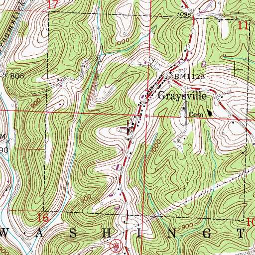 Topographic Map of Graysville Volunteer Fire Department, OH