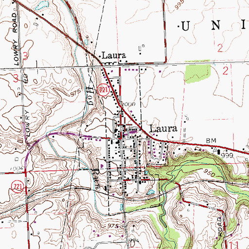 Topographic Map of Laura Fire Company, OH