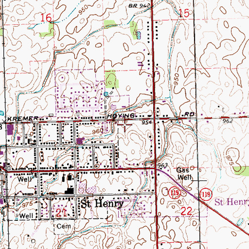 Topographic Map of Saint Henry Volunteer Fire Department, OH