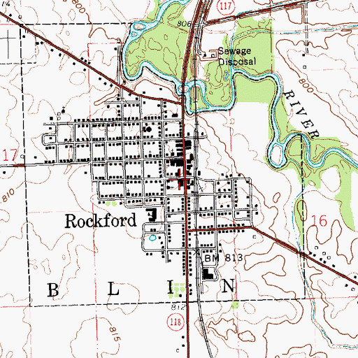 Topographic Map of Rockford Community Fire Department, OH