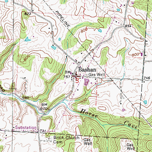 Topographic Map of Bashan Volunteer Fire Department, OH