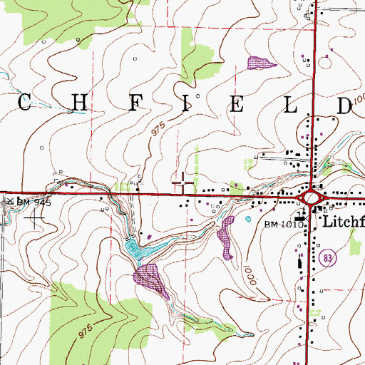 Topographic Map of Litchfield Fire Department, OH